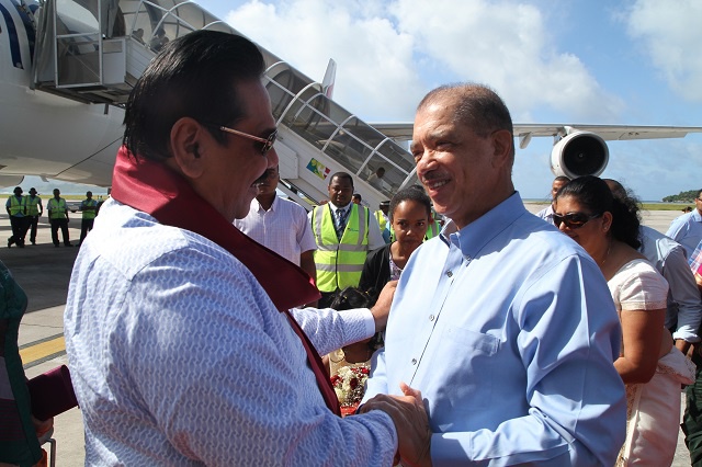 Sri Lankan President Rajapaksa arrives in Seychelles