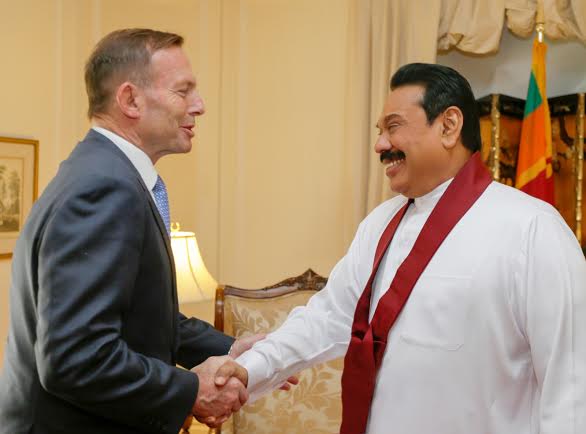 HE Rajapaksa and Australian P M Tony Abbott Meet in New York 