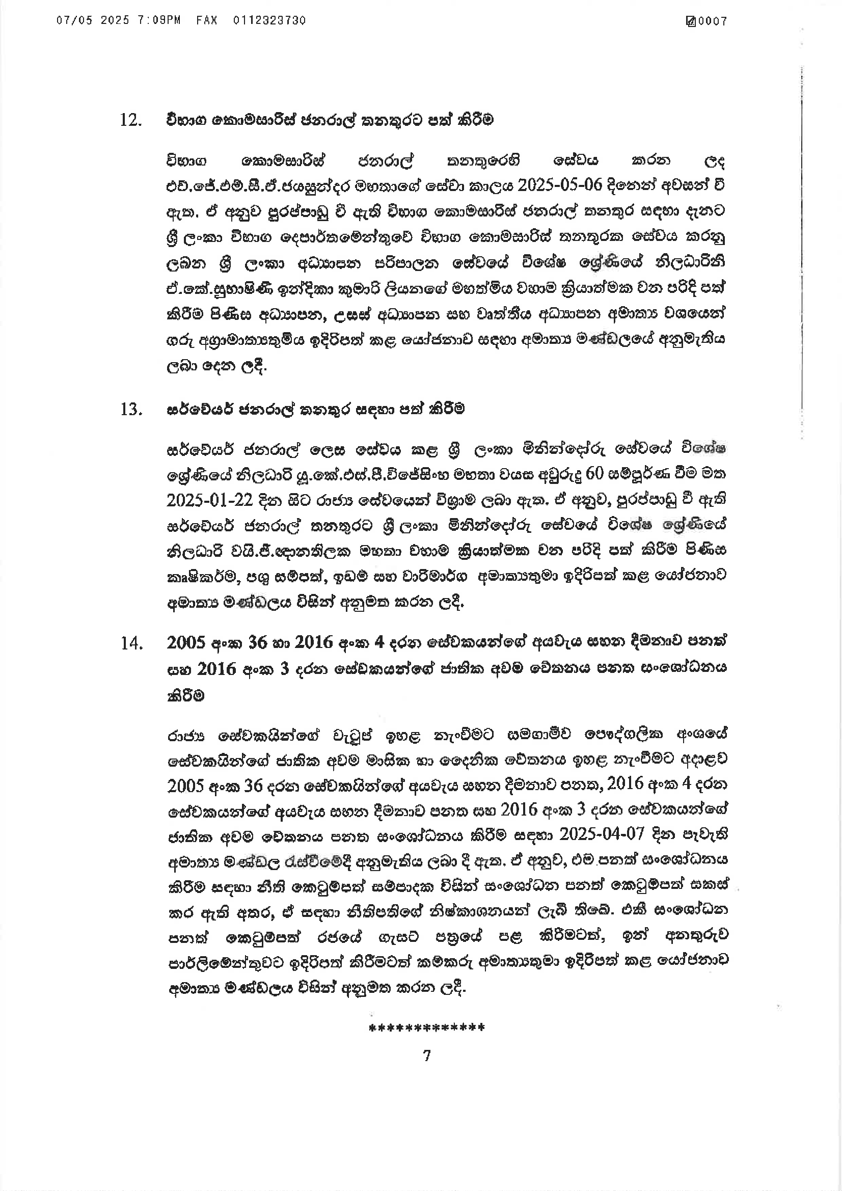 Cabinet Decisions on 07.05.2025 7 of 7