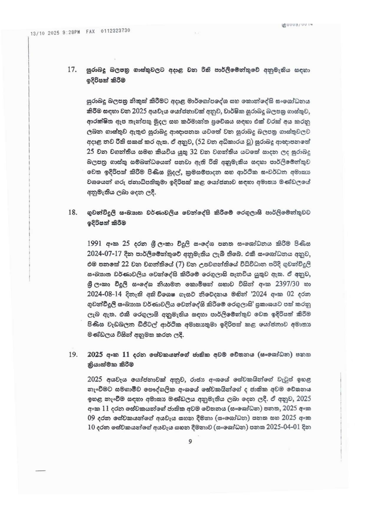 Cabinet Decisions on 13.10.2025 page 0009