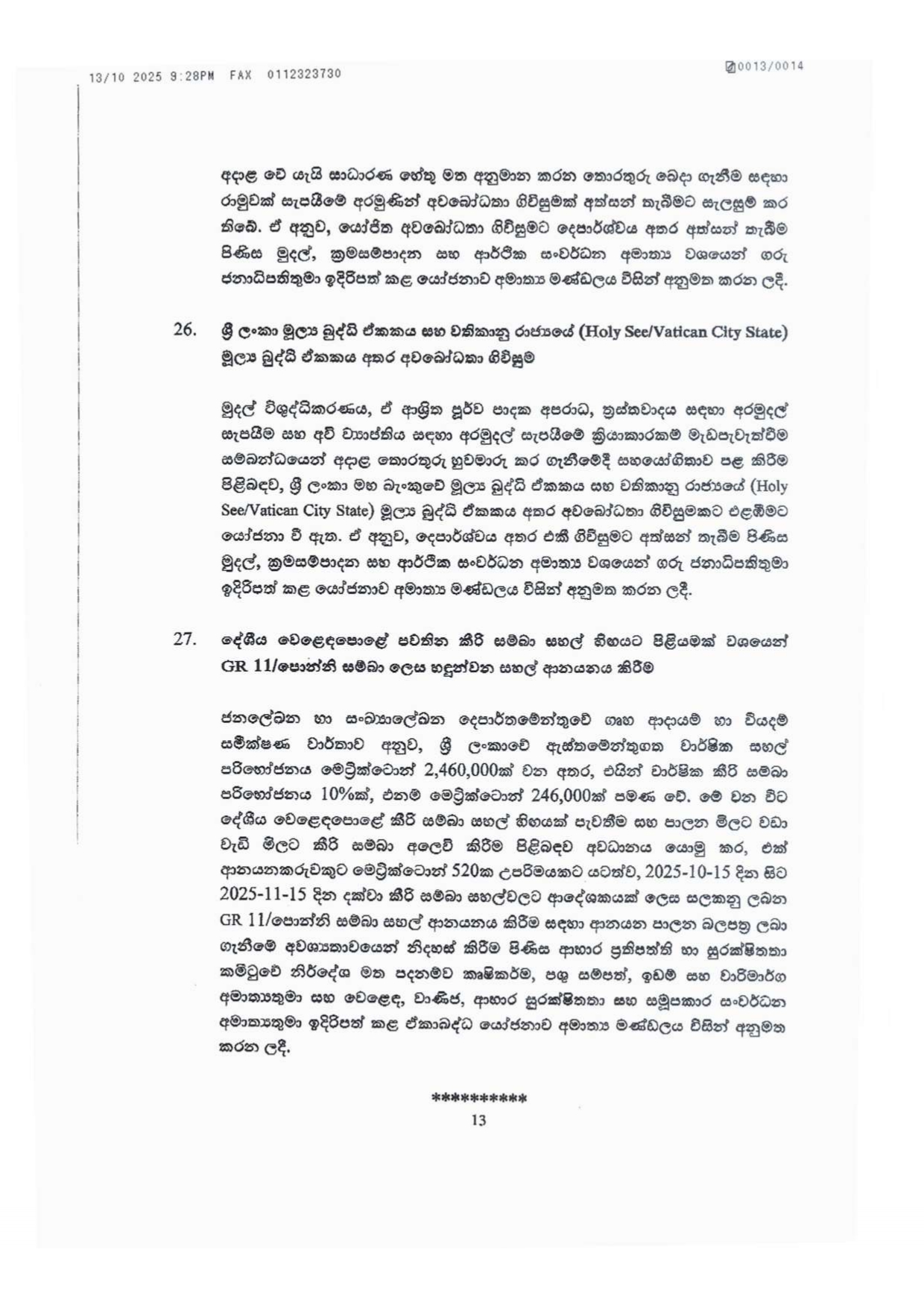 Cabinet Decisions on 13.10.2025 page 0013