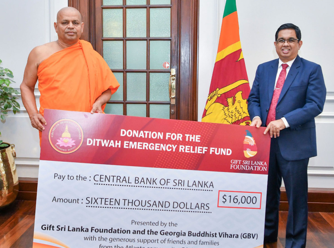 විපතට පත් ජනතාවට සහන සැලසීමට Gift Sri Lanka Foundation සහ ඇමරිකාවේ ජෝර්ජියා බෞද්ධ විහාරස්ථානය වෙතින් මූල්‍ය පරිත්‍යාගයක්