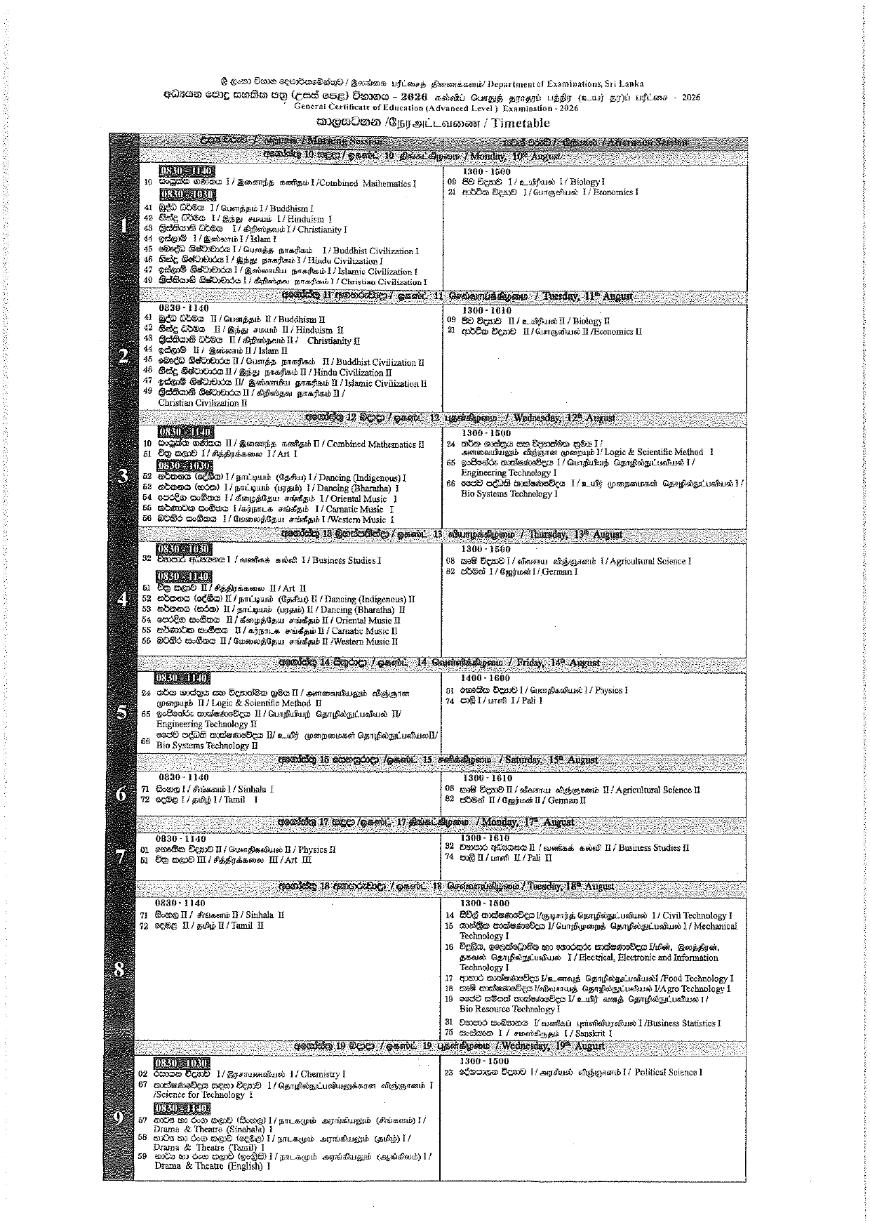 Department of Examinations Sri Lanka page 0004