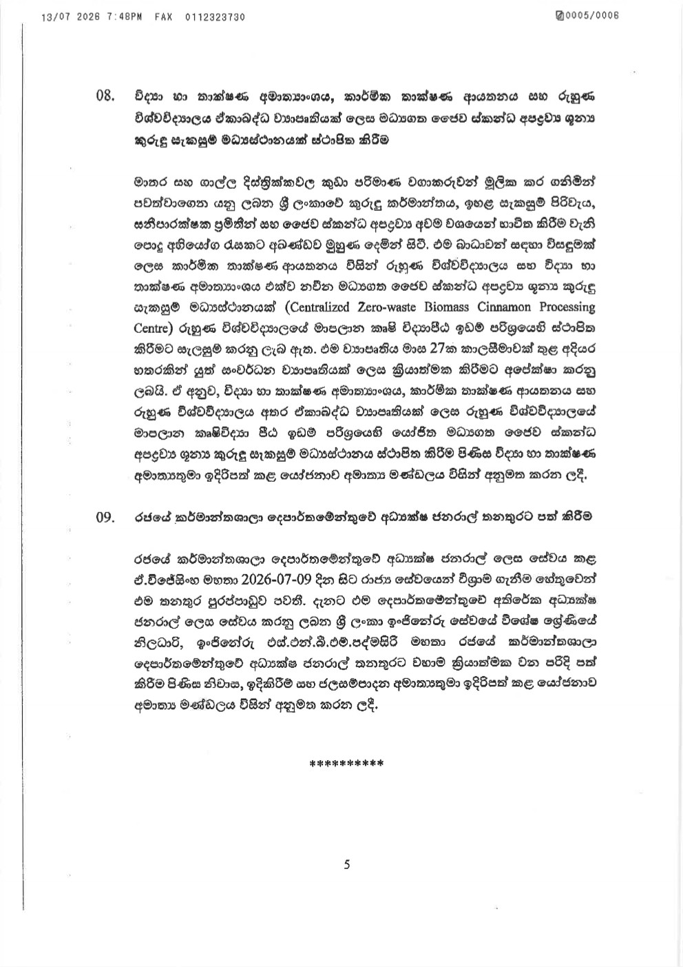 Cabinet Decisions on 13.07.2026 5
